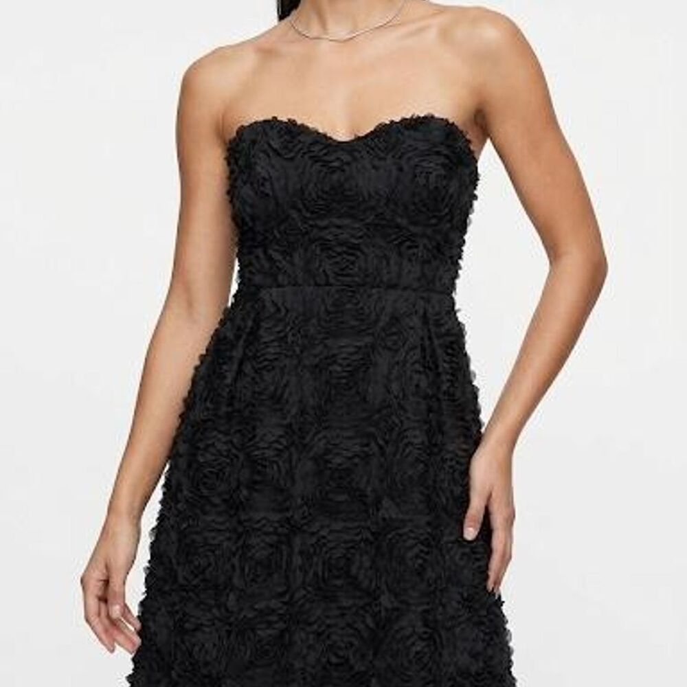 Zara Basics Evening Cocktail Black Strapless Mini Dress sz Medium